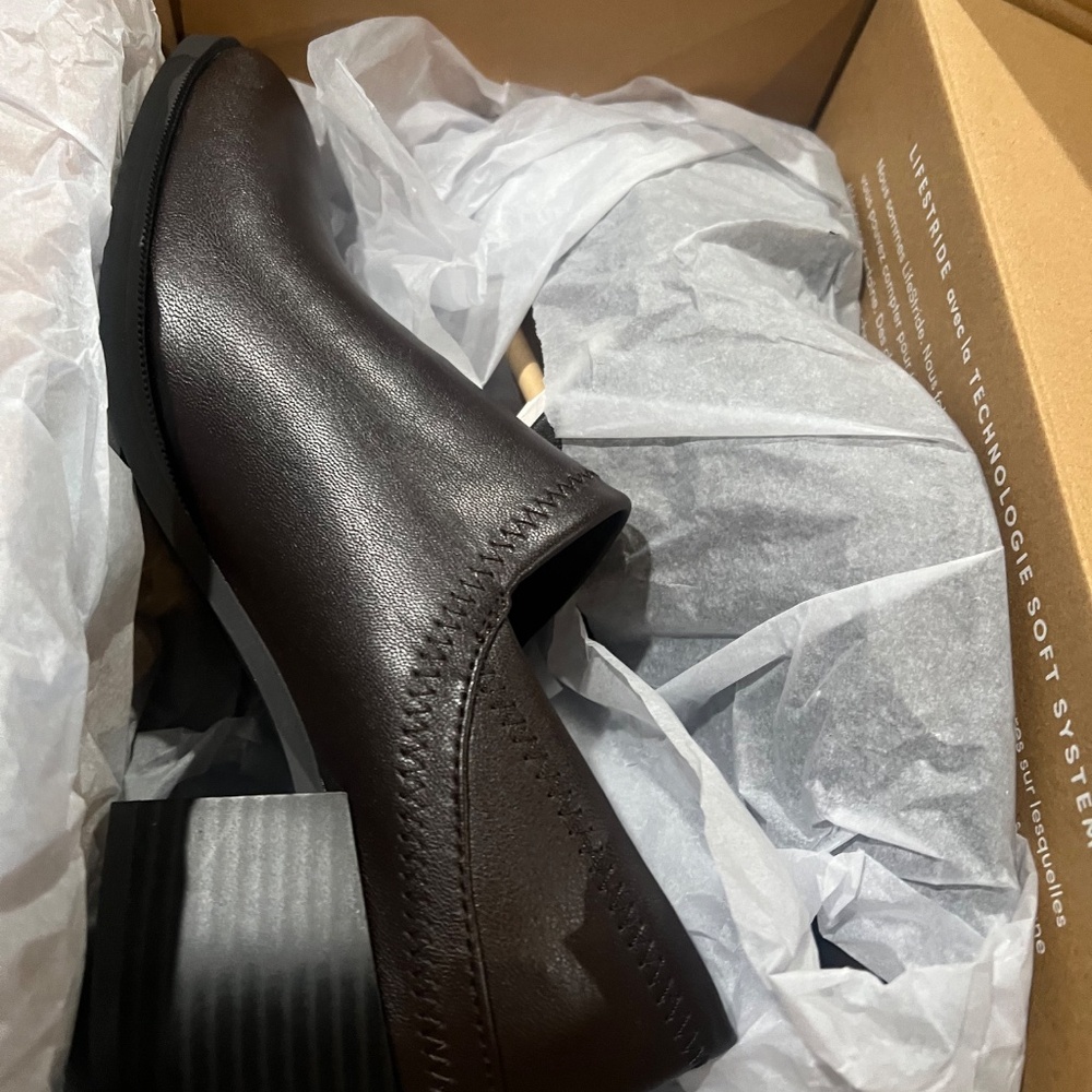 New LifeStride Womens Dina Slip On Block Heel Boot Shooties Brown Size 6 Wide - Picture 6 of 6